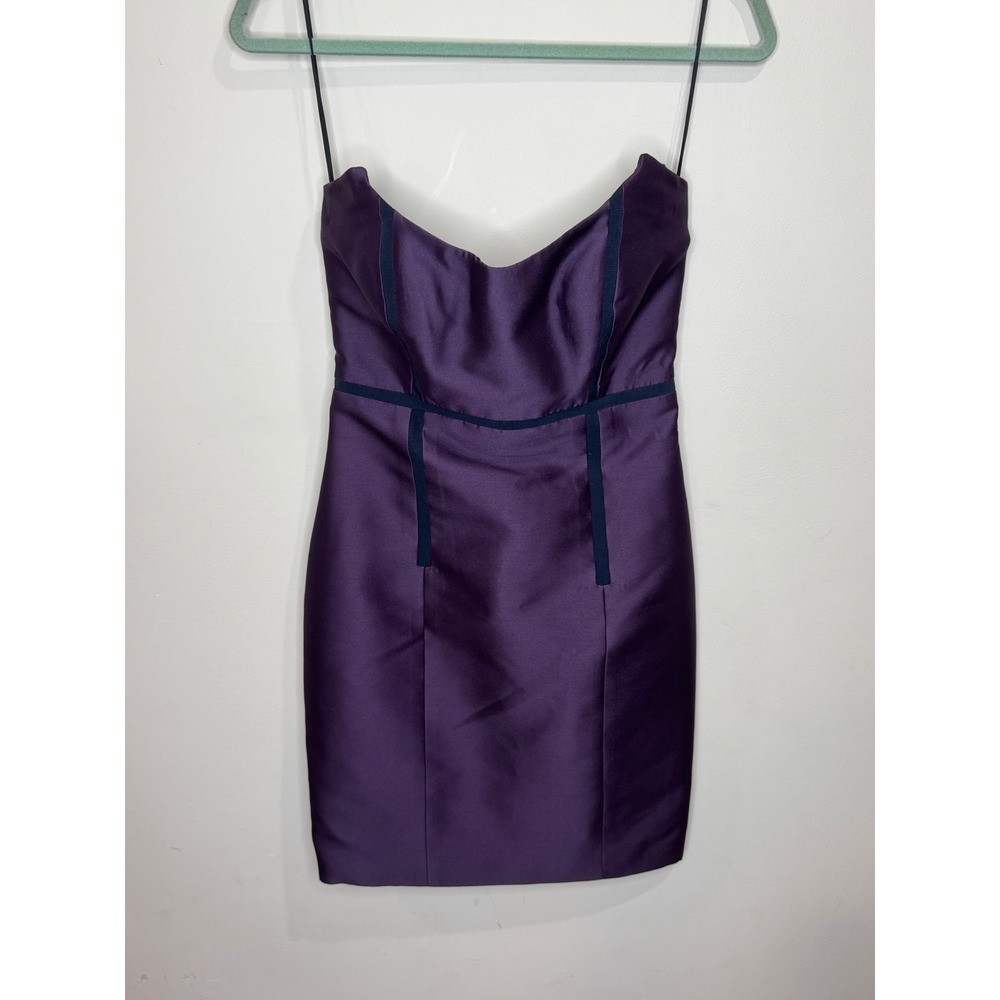 Carolina Herrera Purple Satin Strapless Mini Dress No Sz Tag